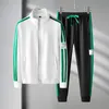 Men Stripes Spark Sogging Sportswear de dos piezas Sets de chaqueta casual de chaqueta de chaqueta de sudadera Autumno