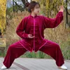 Ethnic Clothing Winter Velvet Unisex Costume Tai Chi Suit Long Sleeve 2Pcs Shirt&Pants Traditional Wushu Martial Arts Practice