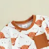 Set di abbigliamento Wankitoi Bambino occidentale Vestiti per neonato Manica corta T-shirt con stampa mucca Pantaloncini da jogging 2 pezzi Abiti estivi da cowboy per neonati