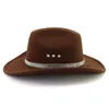 Chapeaux à large bord pour femmes et hommes, chapeau de Cowboy occidental en feutre, casquette Fedora, mode Simple, Fedoras Top Caps, nouveau 2024