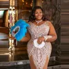 Feestjurken Luxe Plus Size Avond Major BeadsCrystals Illusion Lange Mouwen Prom Dress V-hals Afrikaanse Jurken Voor Pos