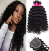 9A Brazilian Human Hair Weaves 3 Bundles With 4x4 Lace Closure Straight Body Wave Loose Wave Deep Wave Kinky Curly Hair Wefts With4871434