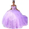 Vestidos de quinceanera de bola de tul lila