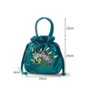 Sacs de soirée Sac seau pour femmes, poignée supérieure, sac à main pour téléphone, petit sac à main d'été, motif de fleurs brodées, sac à cordon de serrageL2403