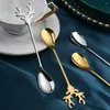 Coffee Scoops 1-5PCS Stainless Steel Elk Spoon Christmas Tea Scoop Household Cafe Coffeeware Event Party Tabletop Decoration