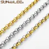 Charm Armband Sunnerlees Rostfritt stål Neckla 4mm ~ 9mm Rolo Link Chain Silver Color Mens Womens Fashion Jewel Gift SC43 S L240322