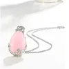 Anhänger Halsketten Versilbert Blatt Blume Wrap Wassertropfen Rose Rosa Quarz Gliederkette Halskette Tigerauge Stein Schmuck