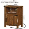 Joaxswe Station de recharge, support de rangement de chevet de ferme de 17 pouces (environ 43,2 cm), table d'appoint de canapé en bois de style campagnard avec porte magnétique, chambre à coucher,