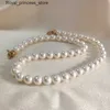 Naszyjnik tenisowy Tytan Stalowa Niedodrębnia Women High-end Uczucie Shijia Pearl Collarbone Łańcuch Hot Sprzedaż Naszyjnik Q240322