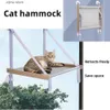 猫ベッド家具ペット猫ハンガー窓犬木製猫ハンガーブラケット付き折りたたみ可能な木製製品ペット棚眠りY240322