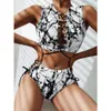 designer swimsuit women bikini sets Split tie dye bandage black white sexy Swimsuit Bikini womens swimsuit