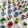 Cluster Rings Wholesale Lots 30Pcs Punk Style Exaggeration Demon Eye Evil Eyes Ring Nightclub Gothic Biker Party Jewelry Mal Dhgarden Dhzeo