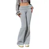 Kadınlar Sıradan Pantolon Düz Renk Yüksek Bel Spor Moda Allmatch Street Flare Long Pantalones de Mujer Y2K 240309