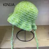 Baretten Handgemaakte Vissershoed Meisje Dunne Gebreide Emmer Japanse Hoofddoek Hoeden Leuke Beanie Cap Koreaanse Mode Voor Vrouwen Gorros