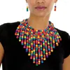 Chains Unique Party Necklace Personality Colorful Beads Boho Multicolor Tassel Wood Beaded Bib Decoration