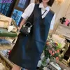 Casual Dresses For Women 2024 Real Sheepskin V-neck Loose Leather Strap Skirt Mid-length Vestido Feminino Sleeveless Vest Uzun Etekler