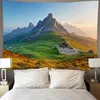 Tapisseries murales de paysage de montagnes et de cascades, tapisserie naturelle mystérieuse, tapis de décoration de fond de maison Hippie