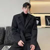 IEFB Otoño Invierno Espesado Diseñador Cinturón de lana corto Hombres Chaqueta Abrigo Color sólido Moda coreana Tops masculinos 9A6200 240313