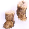 Botas de inverno feminino Faux Fox Fur Rain Boots