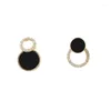 Studörhängen kvinnors asymmetriska runda ihåliga svarta strass smycken tillbehör för kvinnor pendientes