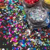 Glitter TCT001 Fireworks Holographic 3D Färgglada runda naglar Glitter för nagelkonstdekoration FacePaint Nail Gel Makeup Diy Cosmetics