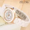 Wristwatches Ceramic Watch Women's Brand Quartz Wrist Watches For Women Bracelet Clasp Fashion & Casual Chronograph