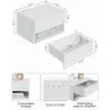 Aobafuir Table, Small Modern Floating Bedside Table with Drawers, Bedroom, Bathroom, White