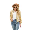 Vestes pour femmes Vêtements 2024 Paillettes Glitter Manteaux à manches longues Élégant Printemps Outwear Bureau Dames Solide Streetwear pour les femmes Anniversaire