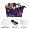 Sacs à cosmétiques violet flocon de neige de noël trapézoïdal, sac de rangement Portable pour maquillage quotidien, étui pour voyage, bijoux de toilette