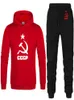 Winter Herfst warm Trainingspak Mannen Hoodie sweatshirt jassensweatpants pak Unieke Russische USSR Sovjet Print sportwear1144659