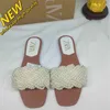 Cheap Store 90% Off Wholesale Line Decoration with a Straight Flat Temperament and Pearl Particle Bottom Square Toe Open Slippers Lazy Slipper Za Womens Shoes