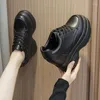 Casual Schuhe Frauen Turnschuhe Echtes Leder Plattform Trainer Schwarz Schuh 11CM Heels Herbst Keile Frau Höhe Zunehmende