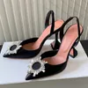 High Heels Slingback Heels Designer Sandals Black Transparent Color Wedding Shoes Satin High Bow Crystal-Embellished Buckle Pointed Toe Sunflower Pcv 10cm Sandal