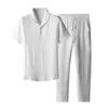 Męskie dresy joggingowe menu menswear letni strój swobodny zestaw z krótkim rękawem T-shirt sznurka w talii stylowe dla