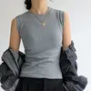 女性用女性用キャミソールベストコットンラウンドネックカラフルな基本的なノースリーブアンダーシャツトップスティーとカバレッジサイドの裂け目