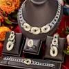 Bracelets de charme Missvikki Hiphop Cubain Gros Liens Ensemble de Bijoux Complet Micro CZ Luxe Africain Pour Les Femmes De Mariage Zircon Cristal Collier Indien L240322