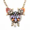 Ethnic Bohemia Fashion Long Alloy Luxury Color Rhinestone Gorgeous Flower Necklace For Women Jewelry Elegant Party Gift 240315