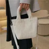 Sac fourre-tout en velours côtelé pour femmes, sacs à bandoulière, bourse de shopping pour filles, mode décontractée, couleur unie, Style minimaliste, sacs à main seau, 2024