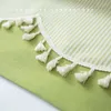Bordduk Högkvalitativ nordisk ins stil vävd Tassel Tablett ljusgrön rand Rektangulär parti bröllopsdekoration