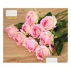 Couronnes de fleurs décoratives en soie rose artificielle comme décorations pour la maison pour fête d'anniversaire, 8 couleurs au choix Hr009 Drop Delivery Ot9Tz