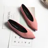 Casual Shoes Stretch Fabric Ballet Flats Pointed Toe Woman Solid Soft Bottom Comfy Loafers Shallow Knitted Boat Femme 2024