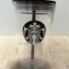 Starbucks Cold Cup Clear Venti Tumbler Traveler With Green Straw Logo - 16 oz