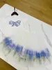 Popular baby clothes Bow decoration Princess dress kids tracksuits Size 90-150 CM Flower print girls T-shirt and Lace long skirt 24Mar