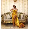 Balo elbisesi parti altın tatlım saten uzun gece elbisesi seksi yüksek yarık dubai formal ocn elbiseler bornoz vestito lungo es es