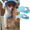 Cão vestuário animal de estimação chapéu de sol ao ar livre princesa boné flor tira arco respirável malha pano para cães pequenos e médios
