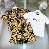Classics kids designer clothes three-piece baby tracksuits Size 90-150 CM boys shirt Letter printing T-shirt and shorts 24Mar