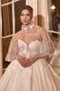 Robe de mariée élégante robe de bal chérie appliques de fleurs 3D perles dentelle princesse robes de mariée avec tulle scintillant et enveloppe amovible