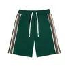 Herenshorts 220ss zijgestreepte groene shorts heren lange straatshorts casual losse rijbroek J240322