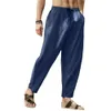 Cropped Pants for Mens Loose Cotton Linen Drawstring Hip-hop Lantern Pant Yoga Casual Workout Leggings