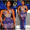 Ebi Royal Aso Arabic Blue Prom Dresses Beaded Crystals Sheath Evening Formal Party Second Reception Birthday Engagement Gowns Dress ZJ